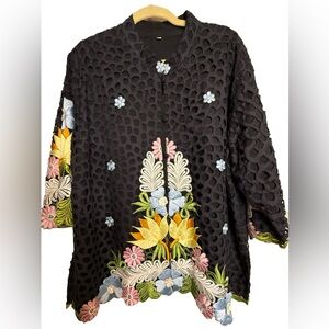 Embroidered Black Blazer